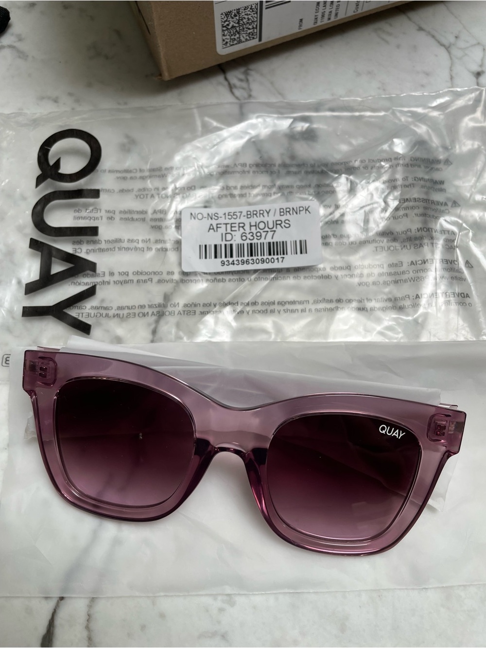 Quay Australia After Hours Sunglasses in Translucent Berry